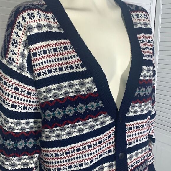 Vintage Expressions Worldwide Button Down Cardigan Knit Sweater Size Large - Picture 2 of 11